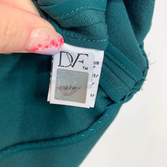 DVF DIANE VON FURSTENBERG Havana sheath dress emerald green mesh shoulder 2963 - Picture 8 of 12